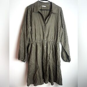❗️Maurice’s long sleeve checkered plaid button up babydoll dress size xxl
